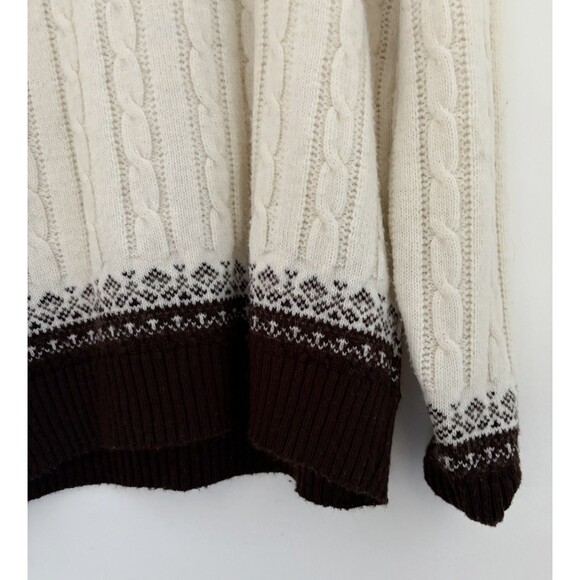 vtg JANTZEN APRES SKI SWEATER Cable Knit Nordic Snow Skiing 70s 80s Cream Brown - Picture 2 of 5